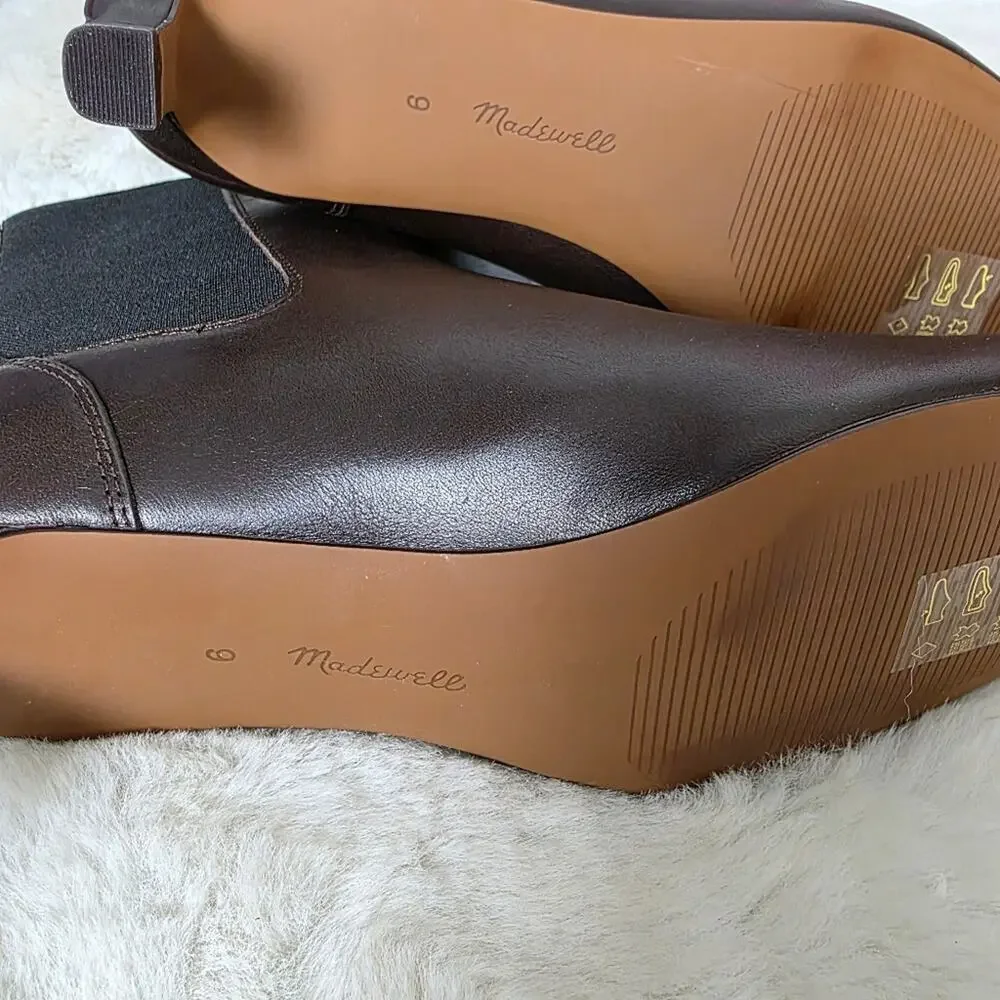 NEW Madewell The Dimes Chelsea Dark Brown Leather Ankle Booties Turkish Coffee 9